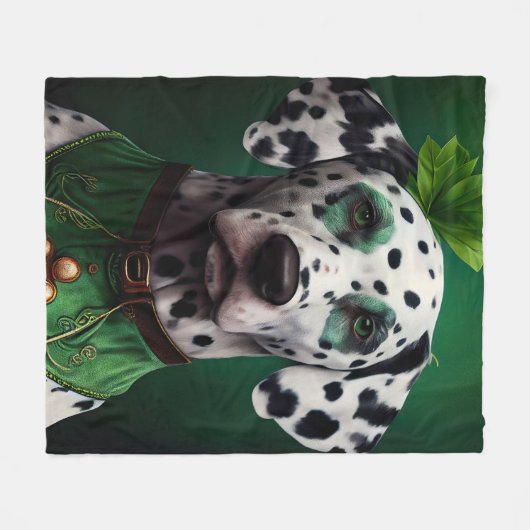 Dalmatian Dog in St. Patrick's Day Dress Fleece Deken (Voorkant (Horizontaal))
