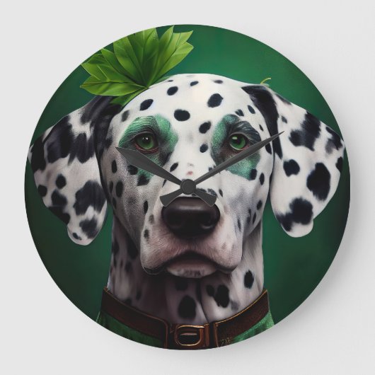 Dalmatian Dog in St. Patrick's Day Dress Grote Klok (Voorkant)