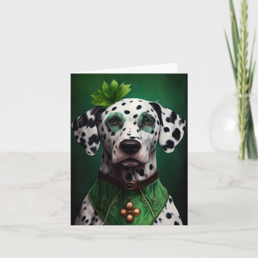 Dalmatian Dog in St. Patrick's Day Dress Kaart (Voorkant)