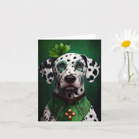 Dalmatian Dog in St. Patrick's Day Dress Kaart (Kleine Plant)