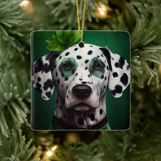 Dalmatian Dog in St. Patrick's Day Dress Keramisch Ornament (Boom)