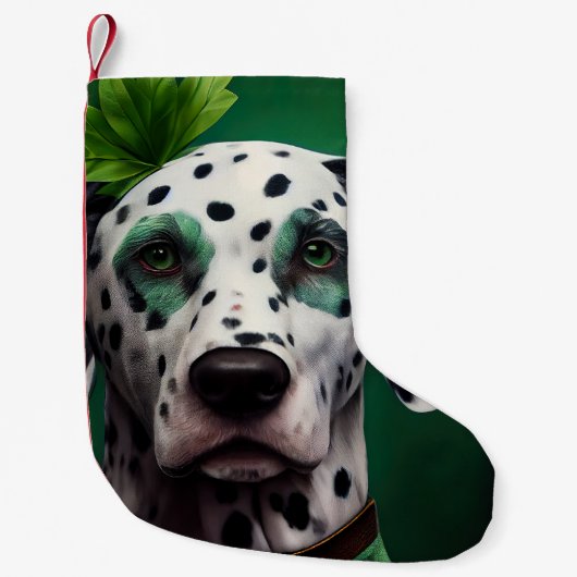 Dalmatian Dog in St. Patrick's Day Dress Kleine Kerstsok (Voorkant)