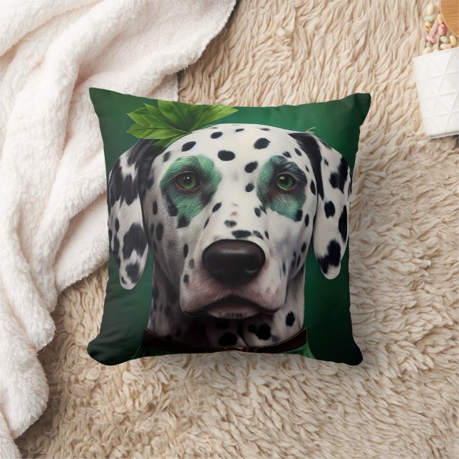 Dalmatian Dog in St. Patrick's Day Dress Kussen (Deken)