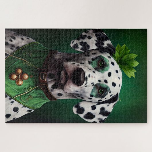 Dalmatian Dog in St. Patrick's Day Dress Legpuzzel (Horizontaal)
