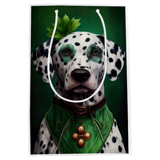 Dalmatian Dog in St. Patrick's Day Dress Medium Cadeauzakje (Voorkant)