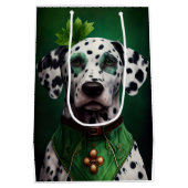 Dalmatian Dog in St. Patrick's Day Dress Medium Cadeauzakje (Achterkant)