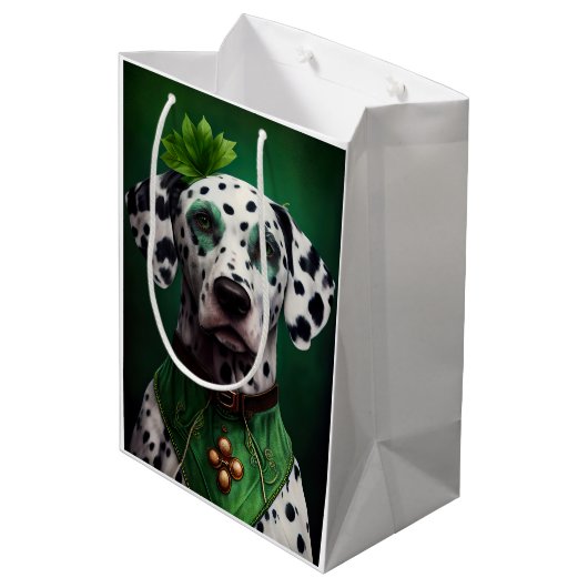 Dalmatian Dog in St. Patrick's Day Dress Medium Cadeauzakje (Achterkant Gekanteld)