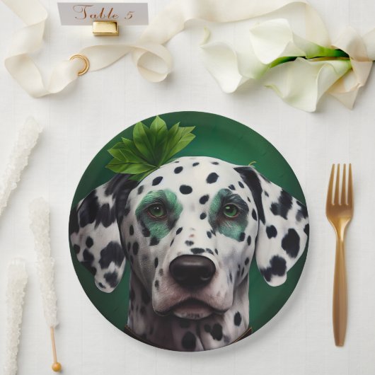 Dalmatian Dog in St. Patrick's Day Dress Papieren Bordje (Huwelijk)