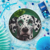 Dalmatian Dog in St. Patrick's Day Dress Papieren Bordje (Feest)