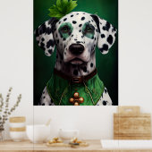 Dalmatian Dog in St. Patrick's Day Dress Poster (Keuken)