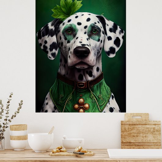 Dalmatian Dog in St. Patrick's Day Dress Poster (Keuken)
