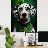 Dalmatian Dog in St. Patrick's Day Dress Poster (Thuiskantoor)