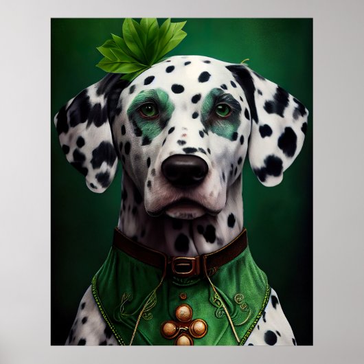 Dalmatian Dog in St. Patrick's Day Dress Poster (Voorkant)