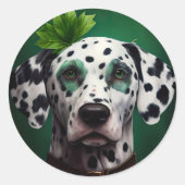 Dalmatian Dog in St. Patrick's Day Dress Ronde Sticker (Voorkant)