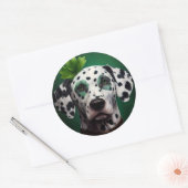 Dalmatian Dog in St. Patrick's Day Dress Ronde Sticker (Envelop)