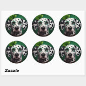 Dalmatian Dog in St. Patrick's Day Dress Ronde Sticker (Vel)