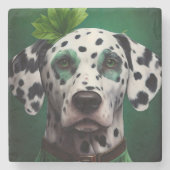 Dalmatian Dog in St. Patrick's Day Dress Stenen Onderzetter (Voorkant)