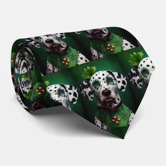 Dalmatian Dog in St. Patrick's Day Dress Stropdas (Opgerold)