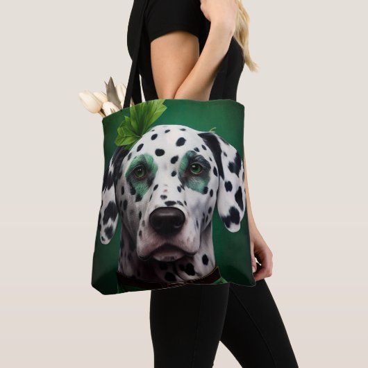 Dalmatian Dog in St. Patrick's Day Dress Tote Bag (Dichtbij)