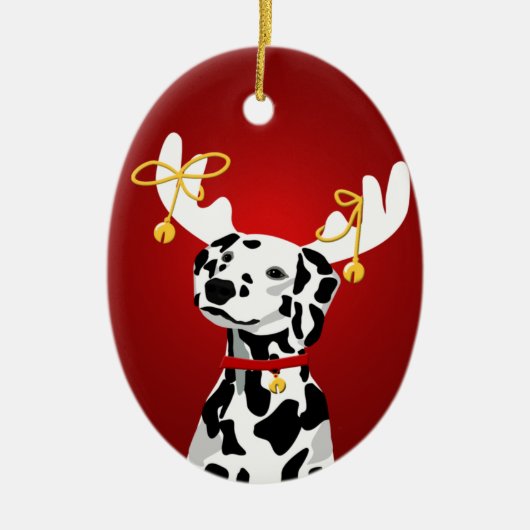 Dalmatian Dog Kerstmis Deer Ornament (Voorkant)