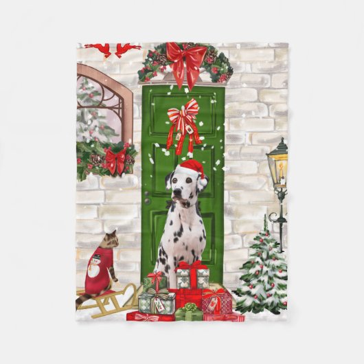 Dalmatian Dog Kerstmis Fleece Deken (Voorkant)