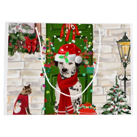 Dalmatian Dog Kerstmis Groot Cadeauzakje (Achterkant)