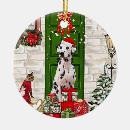 Dalmatian Dog Kerstmis Keramisch Ornament (Voorkant)