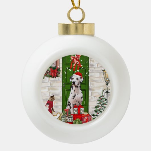 Dalmatian Dog Kerstmis Keramische Bal Ornament (Voorkant)