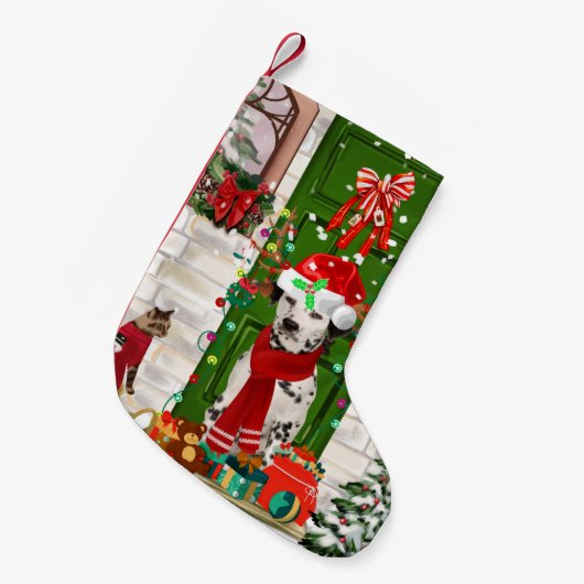 Dalmatian Dog Kerstmis Kleine Kerstsok (Voorkant (Hangend))