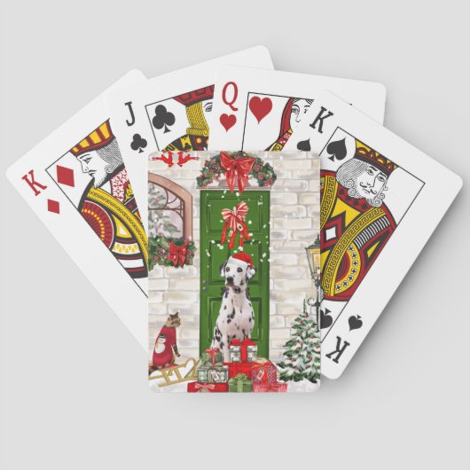 Dalmatian Dog Kerstmis Pokerkaarten (Achterkant)
