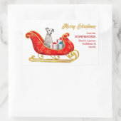 Dalmatian Dog Kerstsleigh Rechthoekige Sticker (Tas)