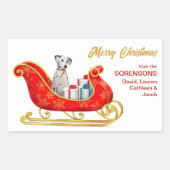 Dalmatian Dog Kerstsleigh Rechthoekige Sticker (Voorkant)