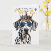 Dalmatian Dog King voor een dag grappige verjaarda Kaart (Gele Bloem)