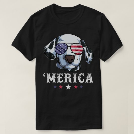 Dalmatian Dog Merica 4 juli Amerikaanse vlag Veren T-shirt (Design voorkant)