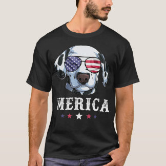 Dalmatian Dog Merica 4 juli Amerikaanse vlag Veren T-shirt