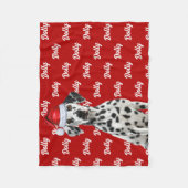 Dalmatian Dog Name on Red Christmas Holiday Fleece Deken (Voorkant)