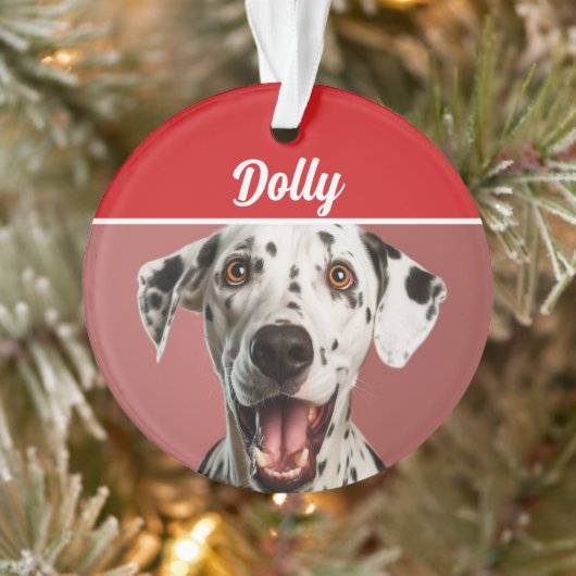Dalmatian Dog Name Photo Holiday Christmas Ornament (Boom)