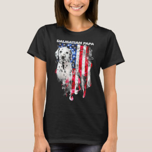 Dalmatian Dog Papa VS vlag Happy Vaderdag 4th T-shirt