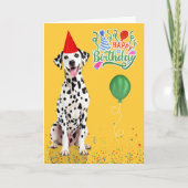 Dalmatian Dog Party Hat Yellow Birthday Kaart (Voorkant)