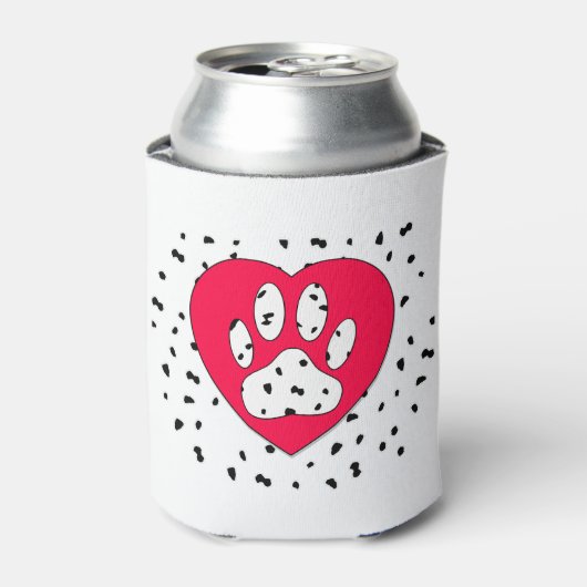 Dalmatian Dog Paw-afdrukken in rood hart Blikjeskoeler (Blikje Voorkant)