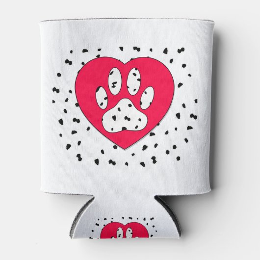 Dalmatian Dog Paw-afdrukken in rood hart Blikjeskoeler (Voorkant)