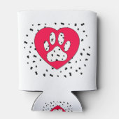 Dalmatian Dog Paw-afdrukken in rood hart Blikjeskoeler (Achterkant)