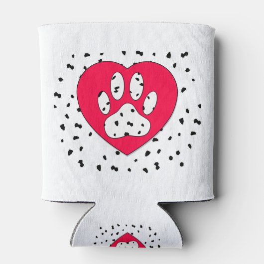 Dalmatian Dog Paw-afdrukken in rood hart Blikjeskoeler (Achterkant)