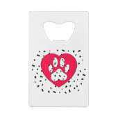 Dalmatian Dog Paw-afdrukken in rood hart Creditkaart Flessenopener (Achterkant)