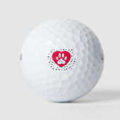 Dalmatian Dog Paw-afdrukken in rood hart Golfballen (Voorkant)