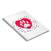 Dalmatian Dog Paw-afdrukken in rood hart Notitieboek (Rechterzijde)