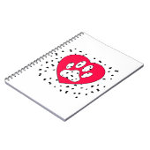 Dalmatian Dog Paw-afdrukken in rood hart Notitieboek (Linkerzijde)