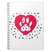 Dalmatian Dog Paw-afdrukken in rood hart Notitieboek (Voorkant)