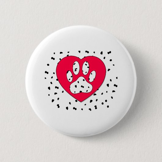 Dalmatian Dog Paw-afdrukken in rood hart Ronde Button 5,7 Cm (Voorkant)