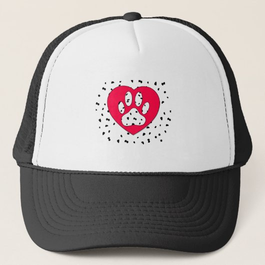 Dalmatian Dog Paw-afdrukken in rood hart Trucker Pet (Voorkant)